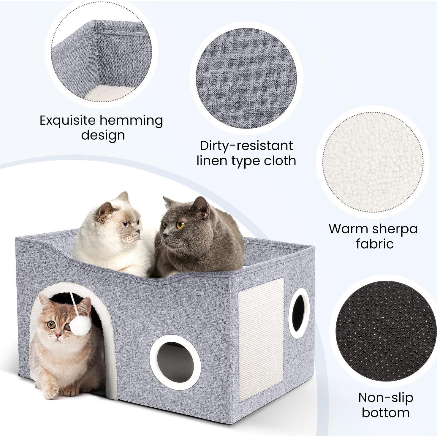 Casa para Gatos Heeyoo Cueva Grande con Bola y Rascador