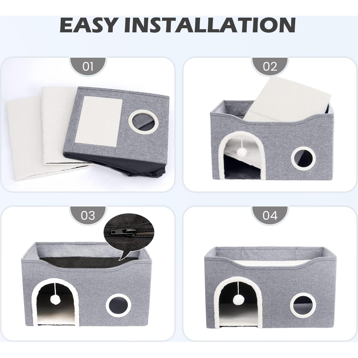 Casa para Gatos Heeyoo Cueva Grande con Bola y Rascador