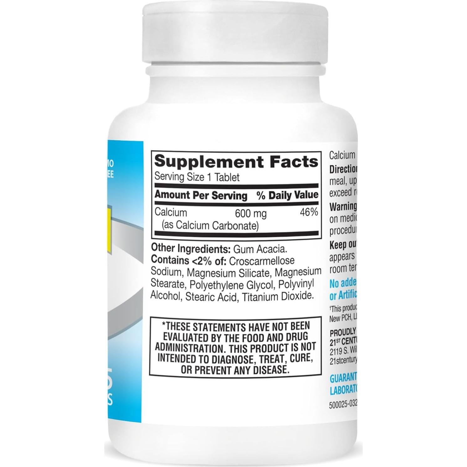 Suplemento de Calcio 600 mg Siglo 21 - 75 Tabletas