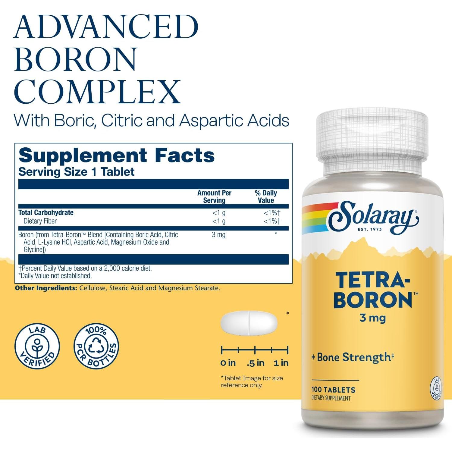 Tabletas de Boro Solaray 3mg - 100 Unidades