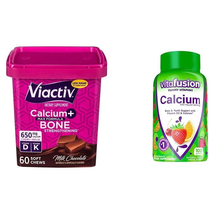 Suplemento de Calcio Viactiv y Vitafusion 100 gomitas
