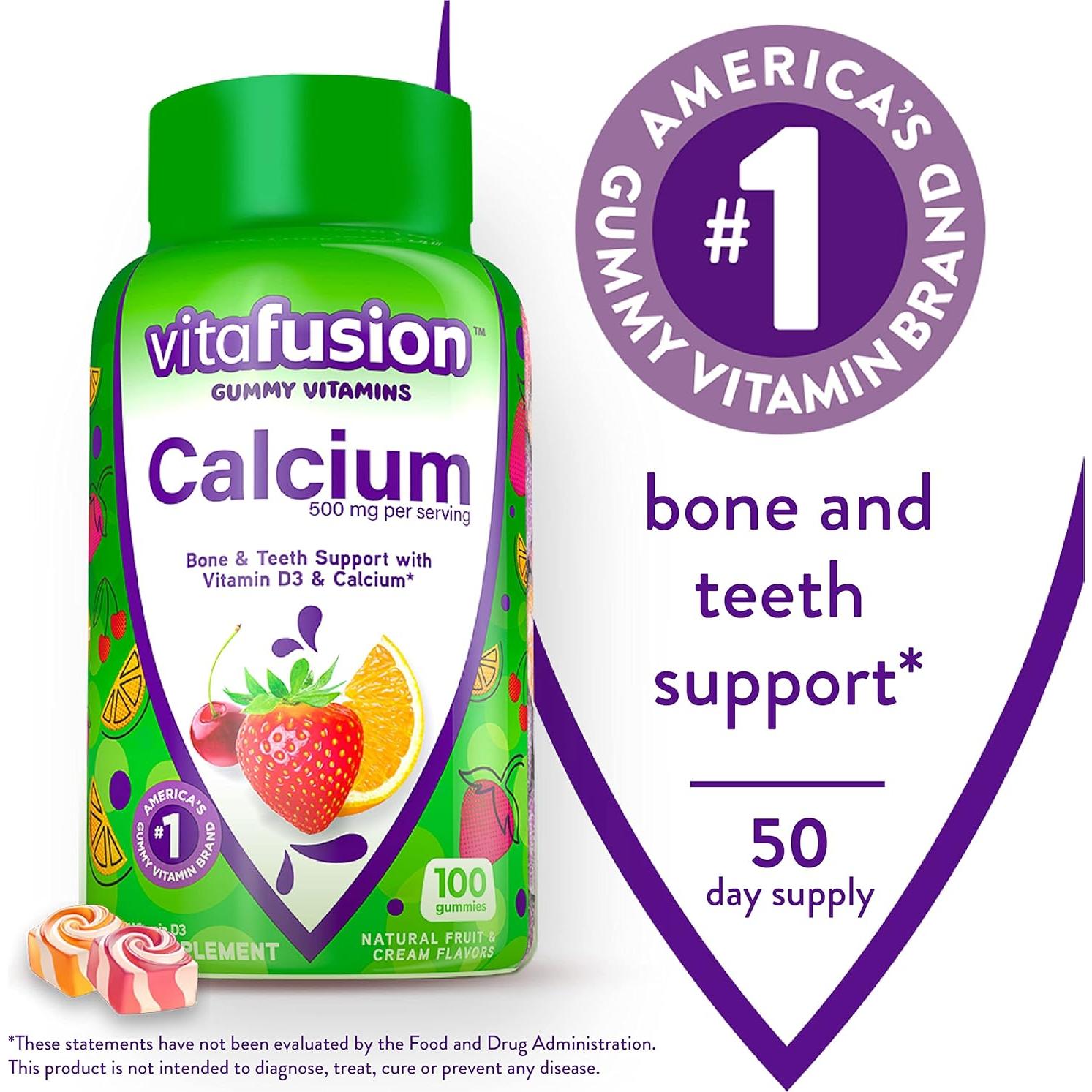 Suplemento de Calcio Viactiv y Vitafusion 100 gomitas