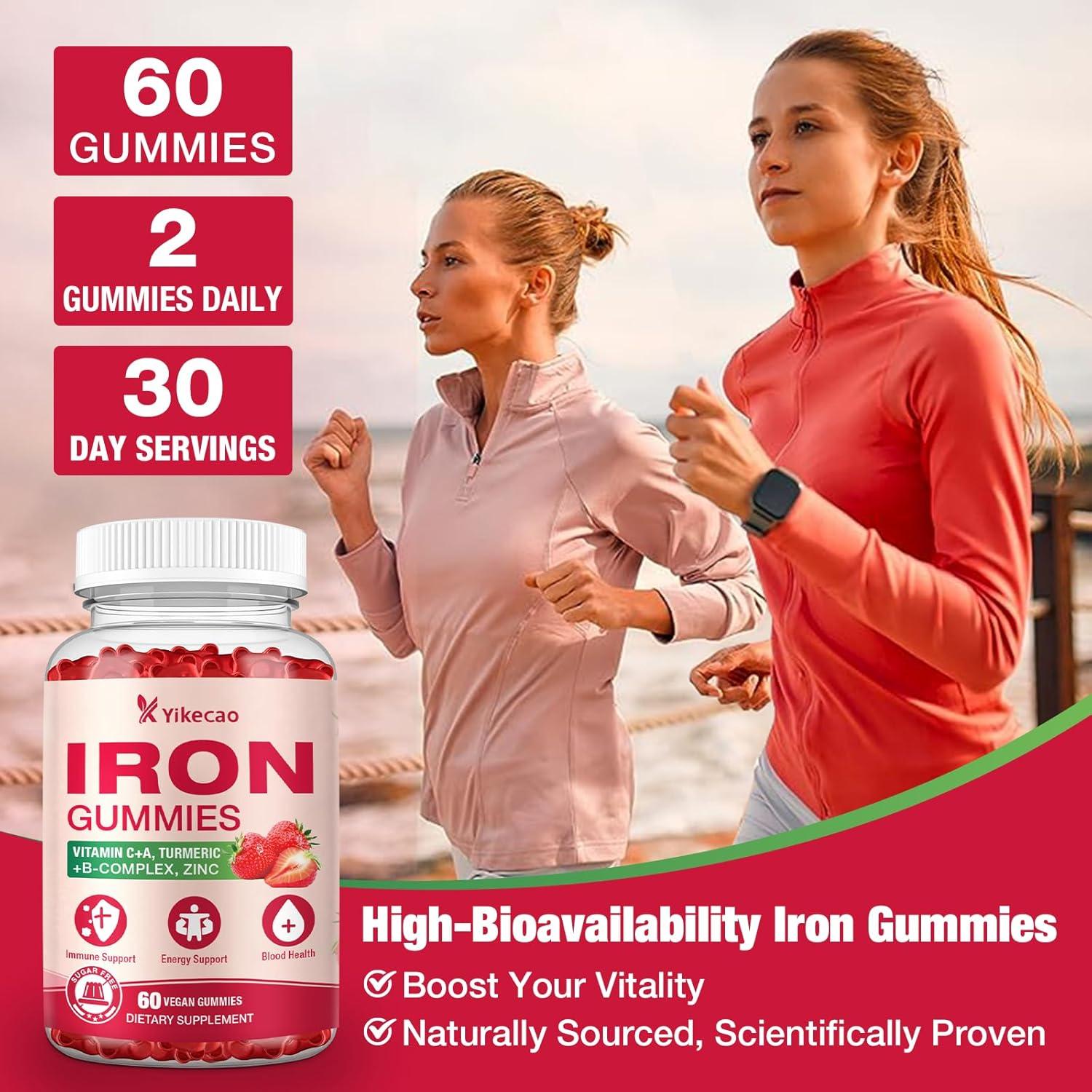 Gomitas de Hierro Veganas Yikecao 60 Unidades Sabor Fresa