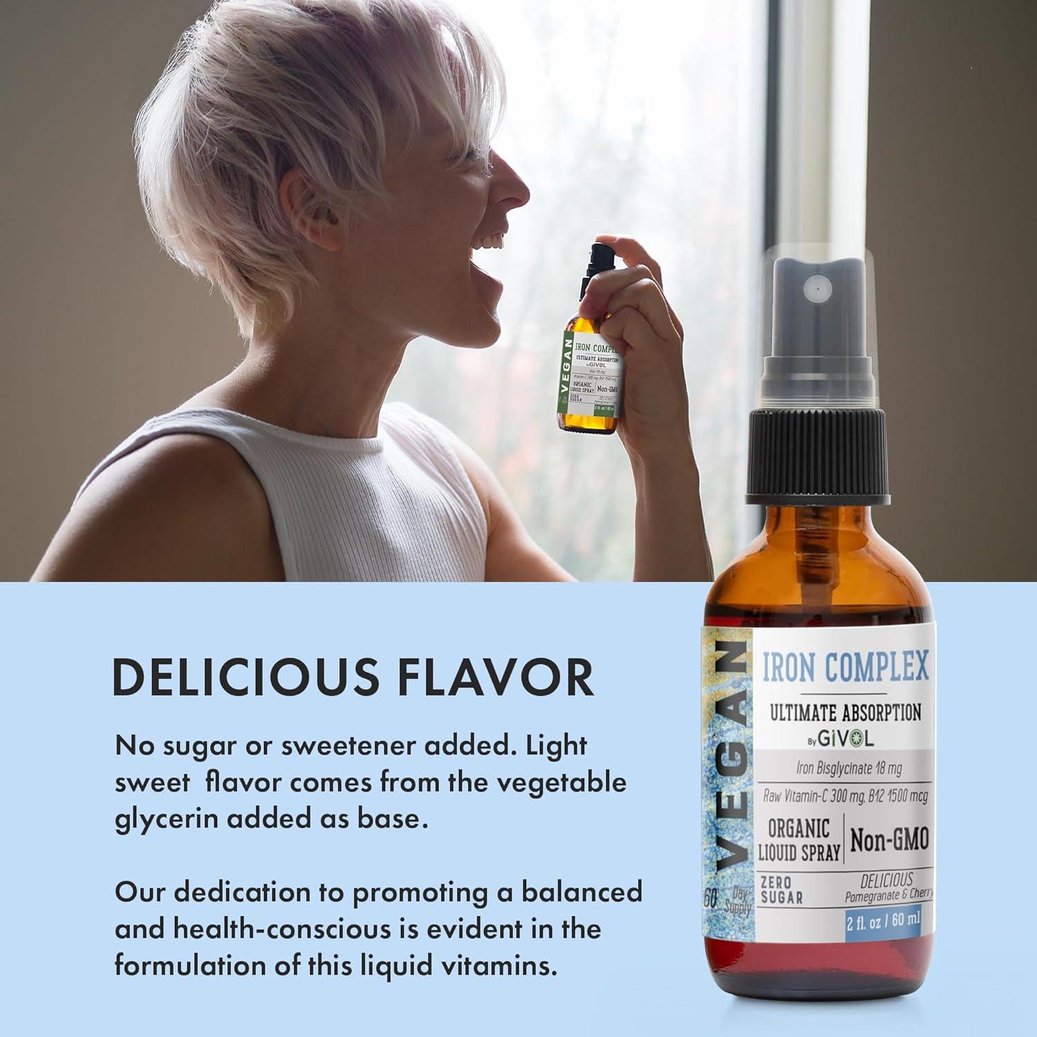 Suplemento de Hierro GIVOL 18mg con Vitamina C y B12 - Spray Vegano 60ml