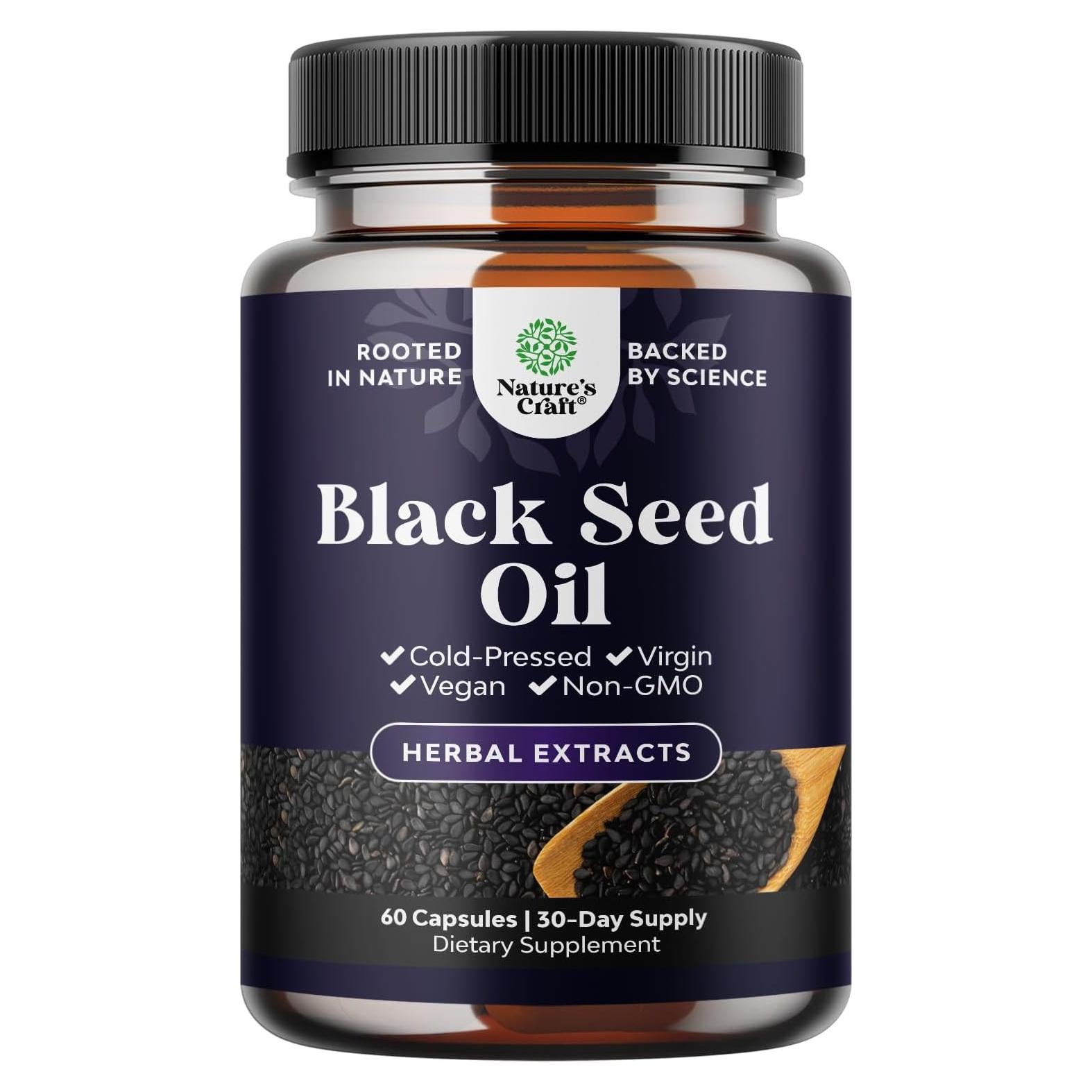 Cápsulas de Aceite de Semilla Negra Natures Craft 60 Unidades