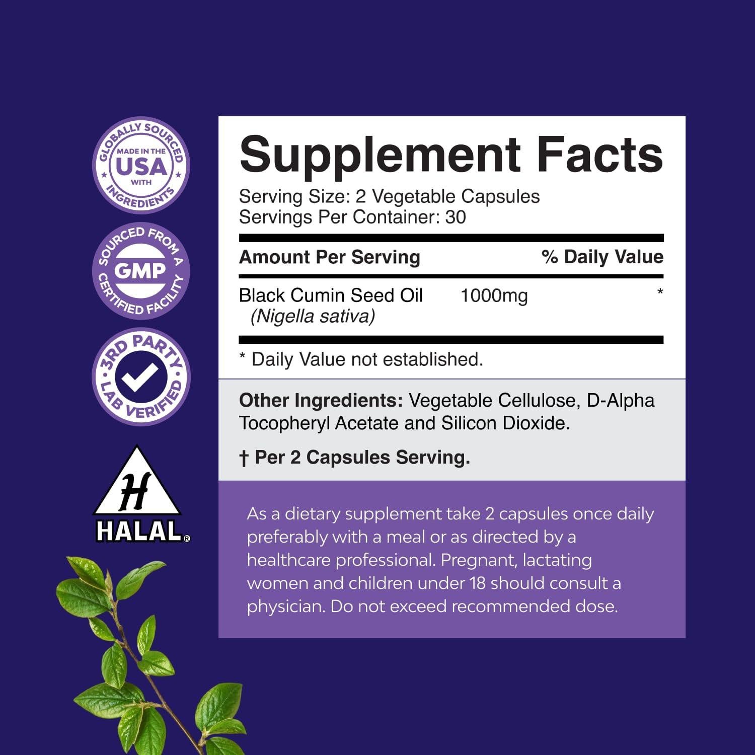 Cápsulas de Aceite de Semilla Negra Natures Craft 60 Unidades