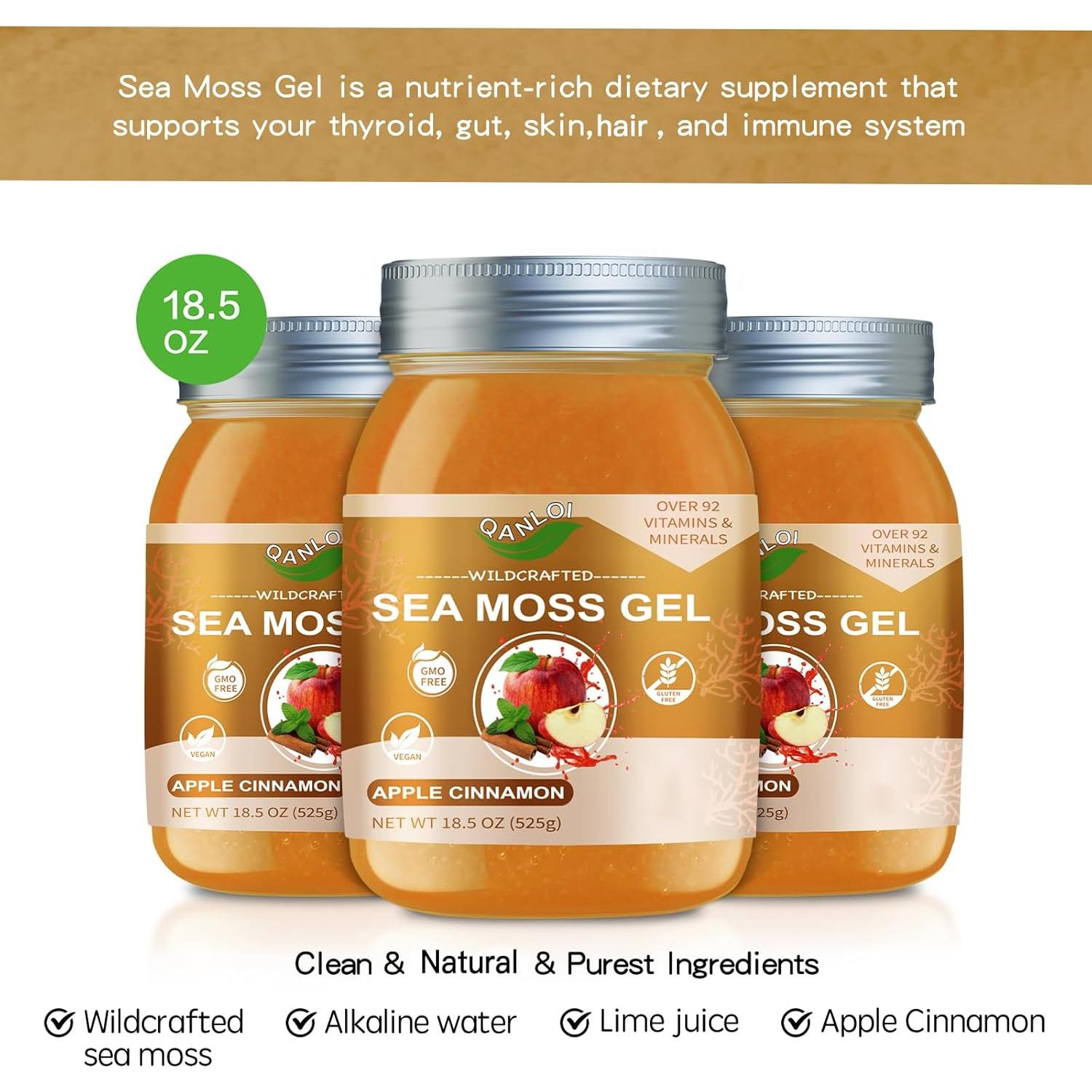 Gel Crudo de Musgo Marino QANLOI 525g Sabor Manzana Canela