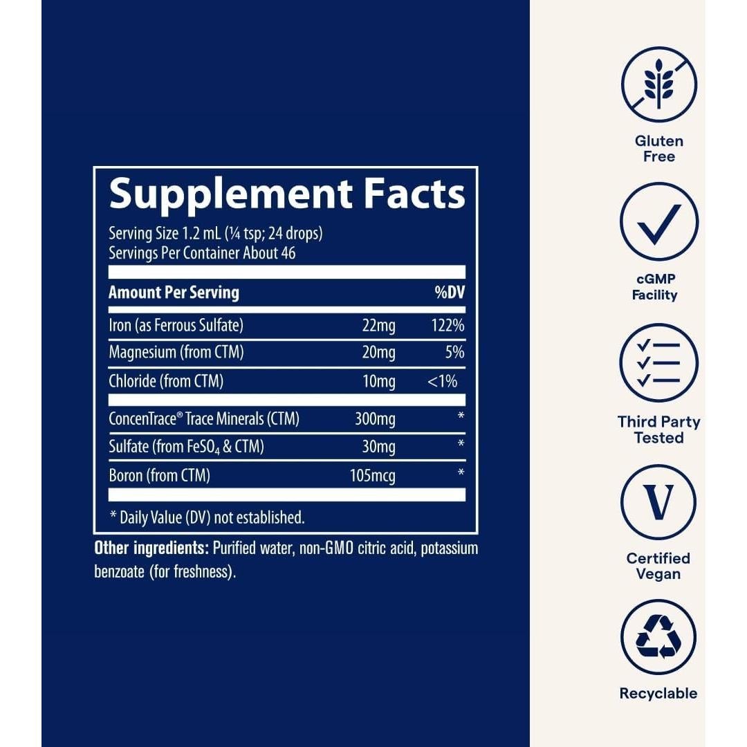 Suplemento Líquido de Hierro Iónico 22 mg - Minerales Traza