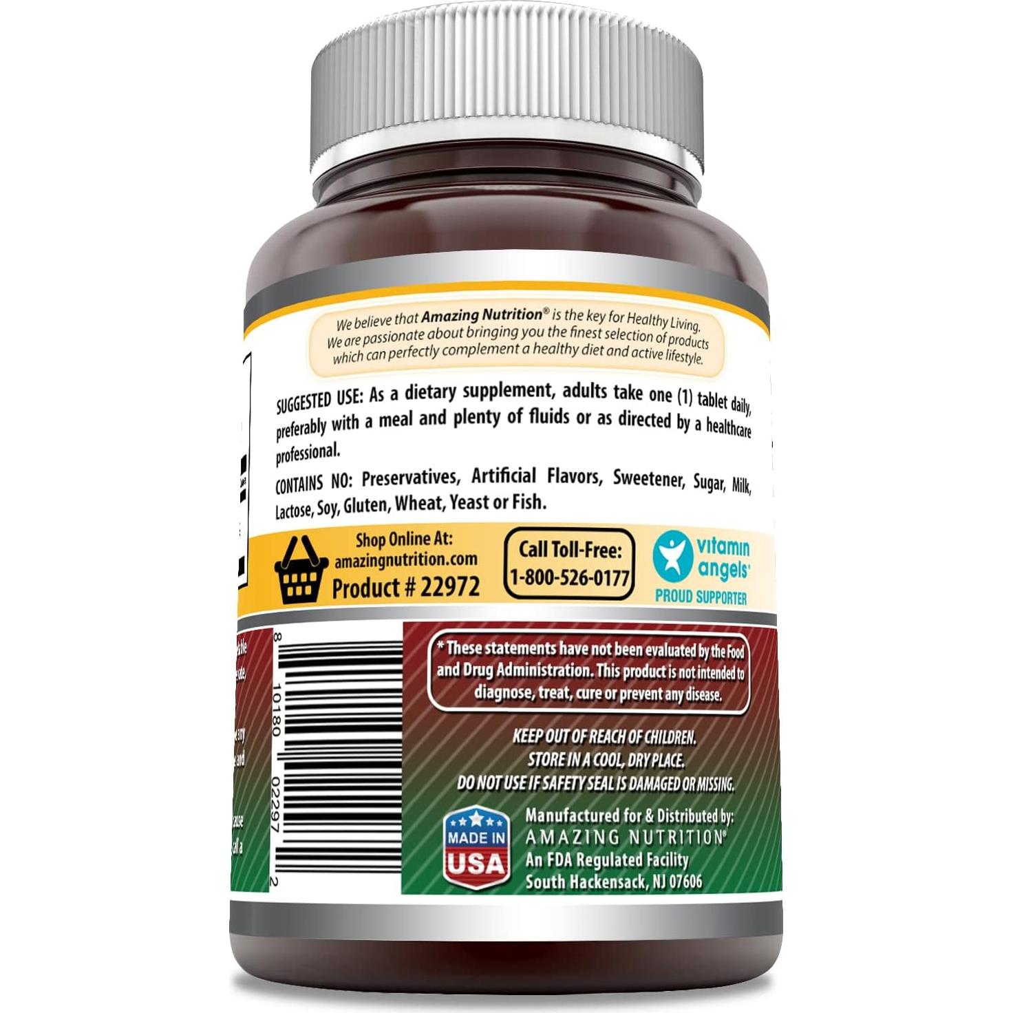 Suplemento de Hierro Sulfato Ferroso Amazing Nutrition 65 Mg 240 Tabletas