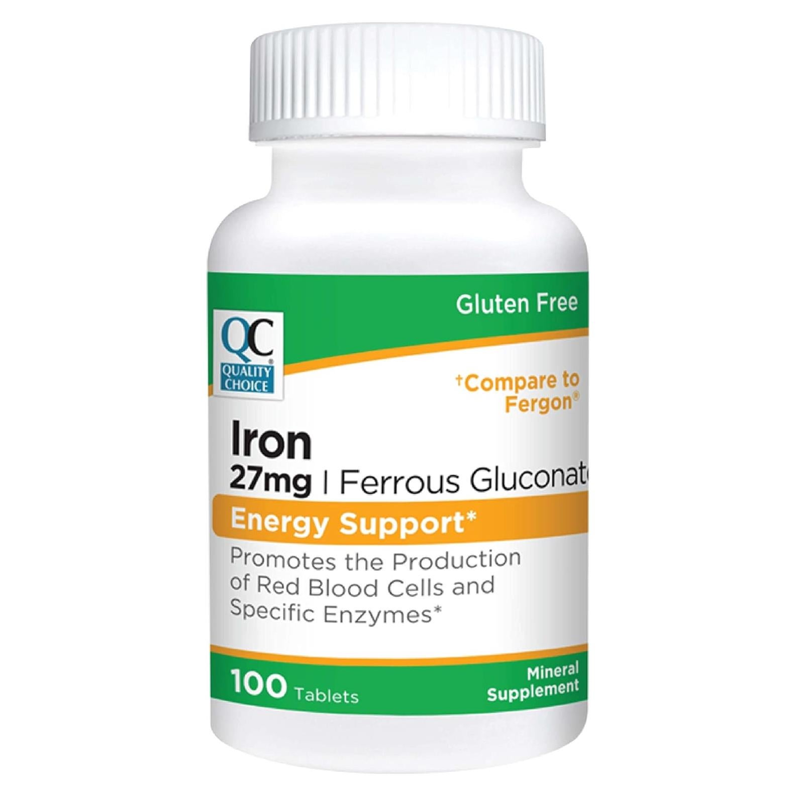 Suplemento de Hierro Gluconato Ferroso 27 mg Elección de Calidad 100 Tabletas