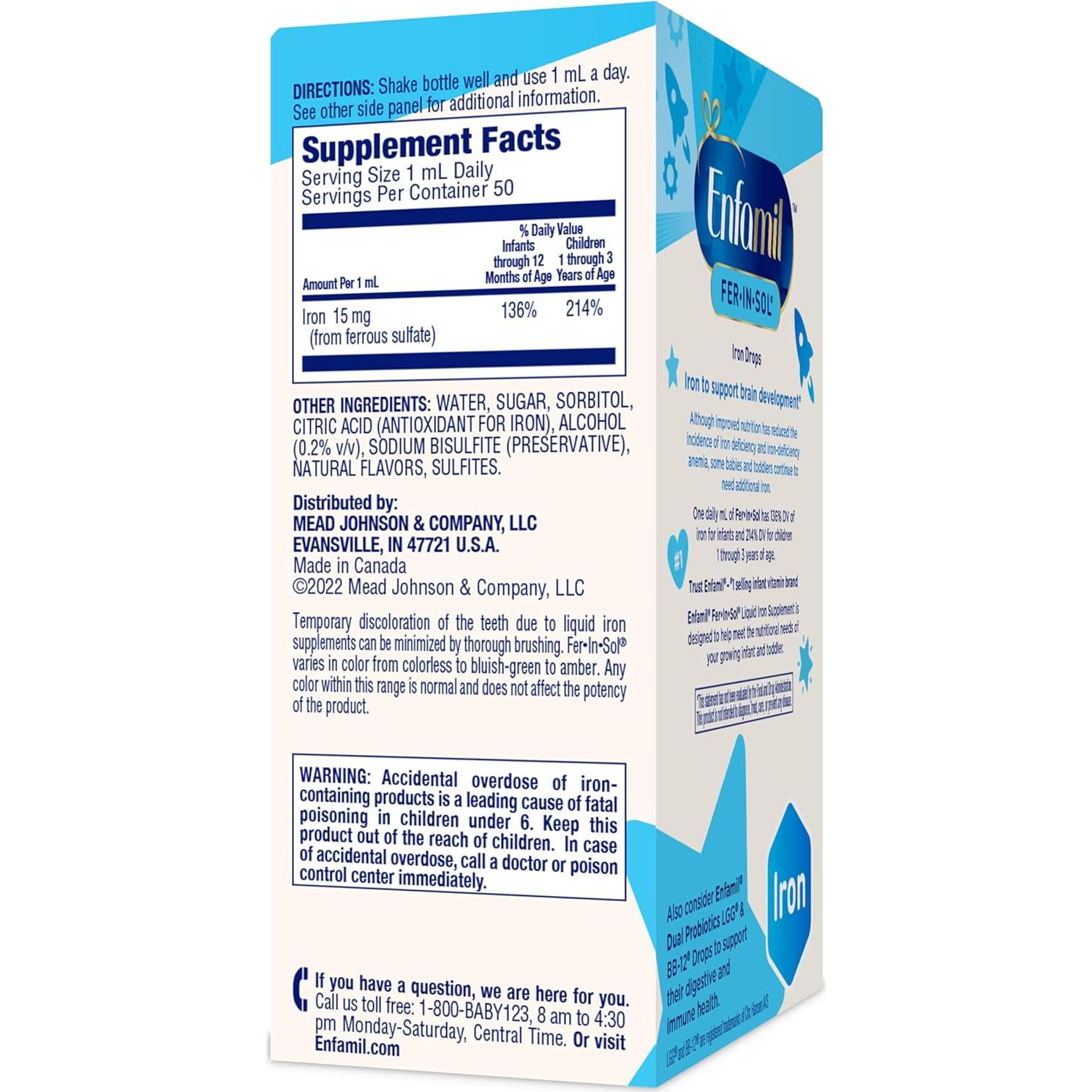 Enfamil Fer-In-Sol Gotas Suplemento Hierro 50 mL Bebés