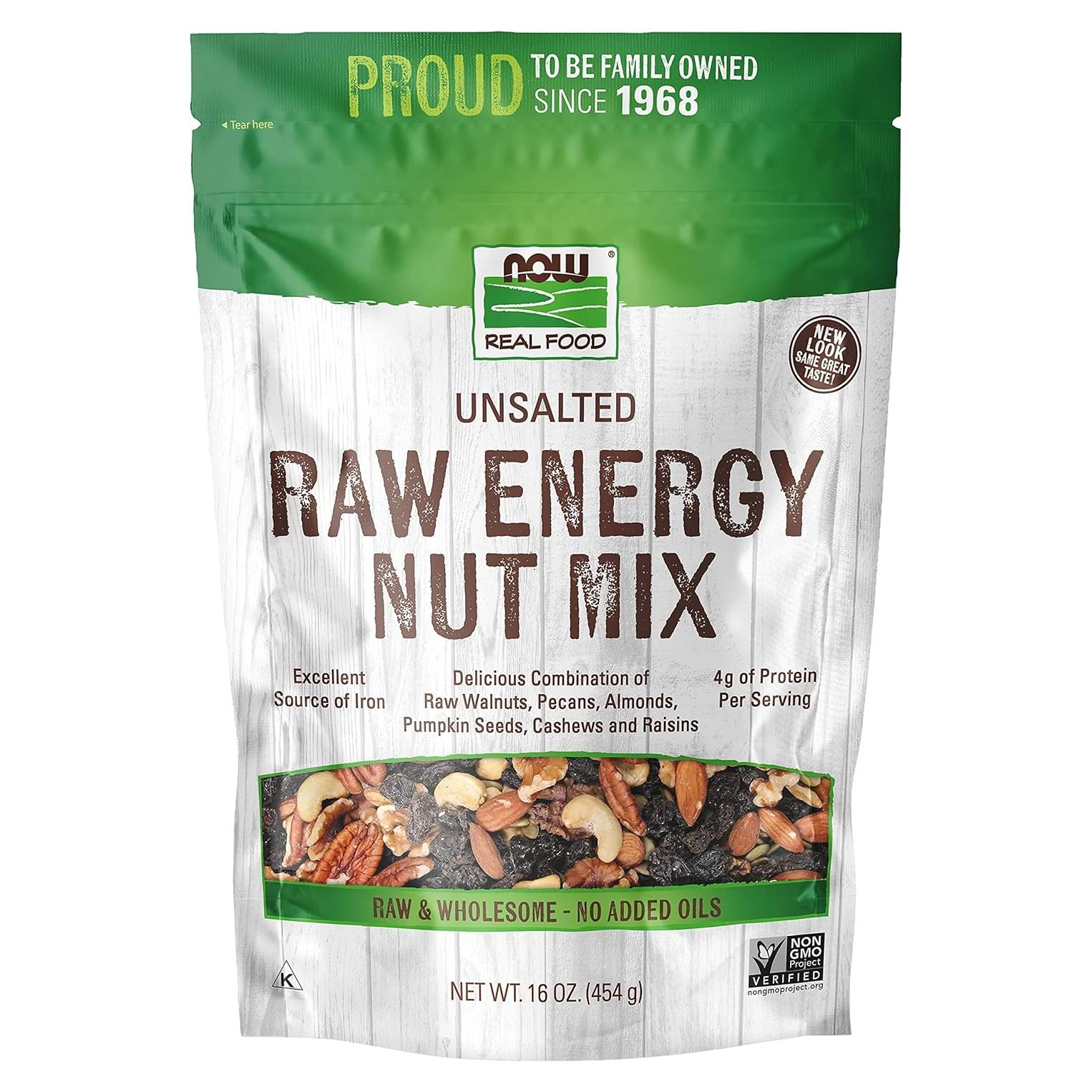 Mezcla de Nueces de Energía Cruda NOW Foods 454g Sin Sal