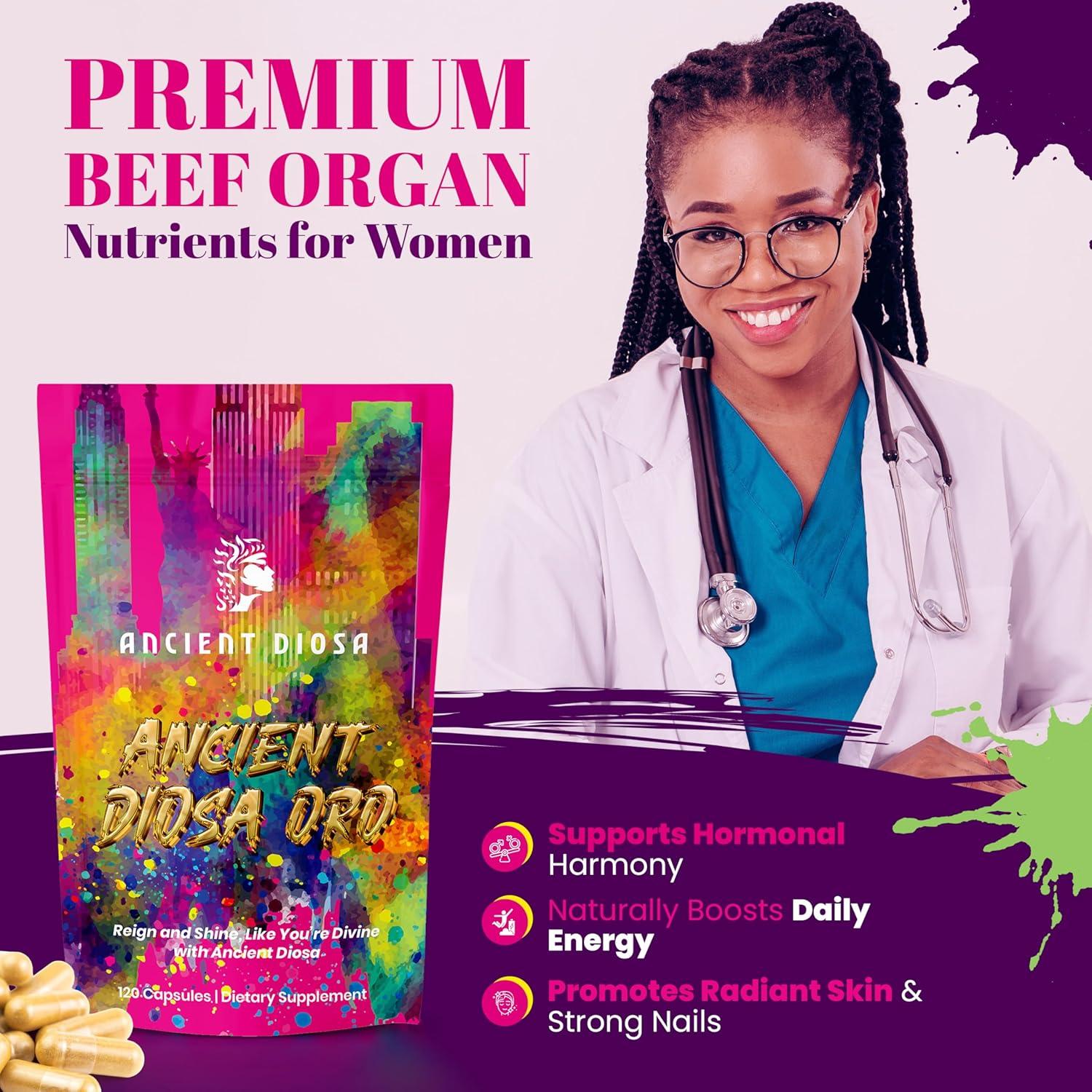 Suplemento de Órganos de Res para Mujeres - Hígado, Corazón y Riñón - 120 Cápsulas