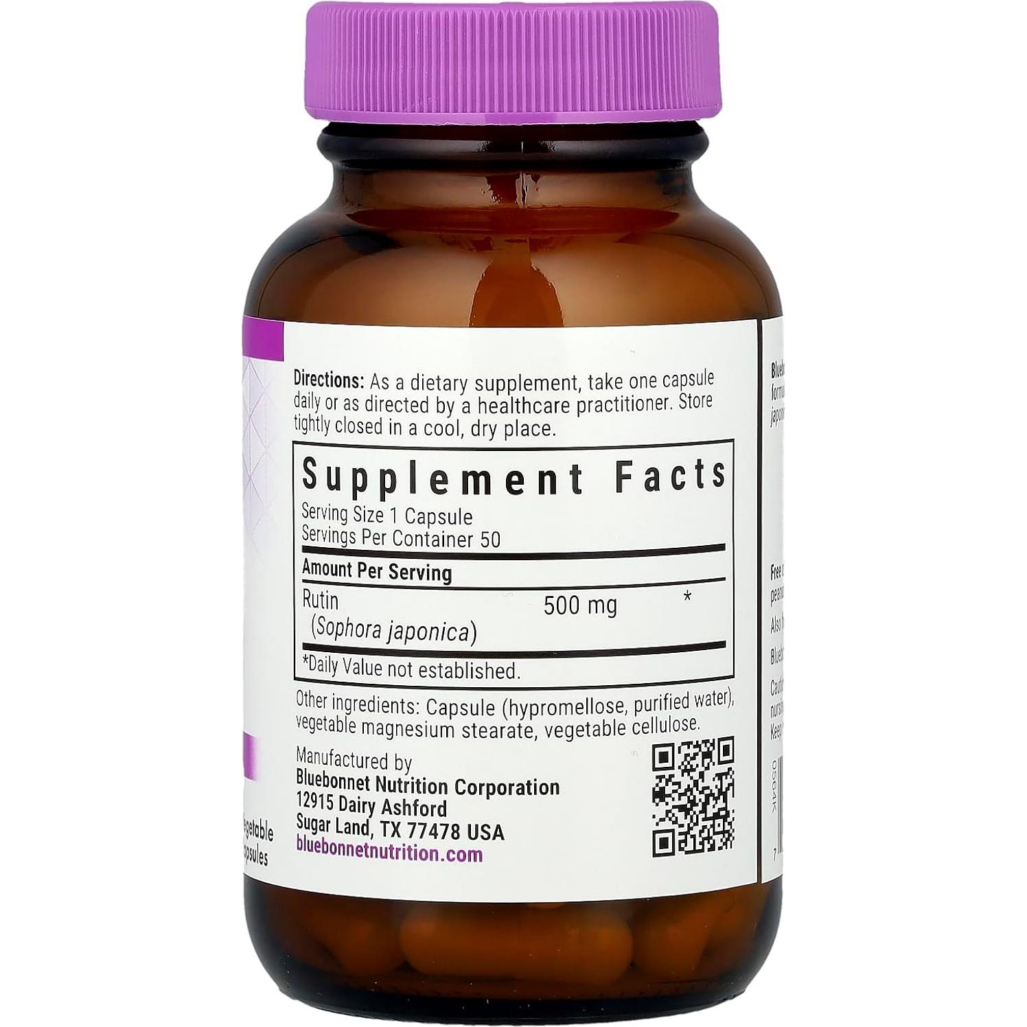 Rutin 500 mg BlueBonnet Nutrition - 50 Cápsulas Vegetales