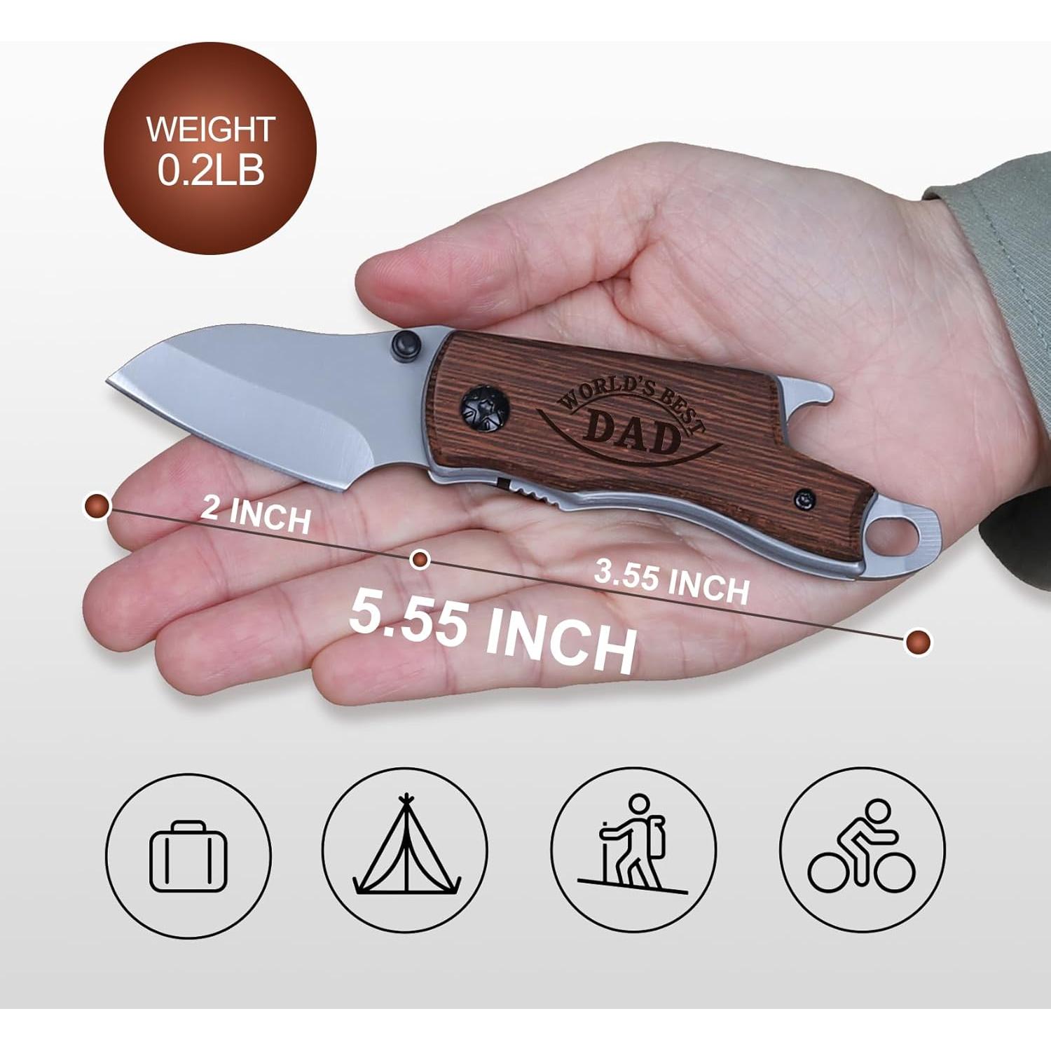 Cuchillo Plegable PRINLUCK de Madera para Papá 14.1 cm