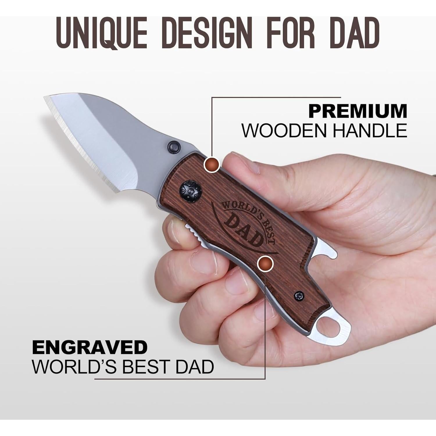 Cuchillo Plegable PRINLUCK de Madera para Papá 14.1 cm