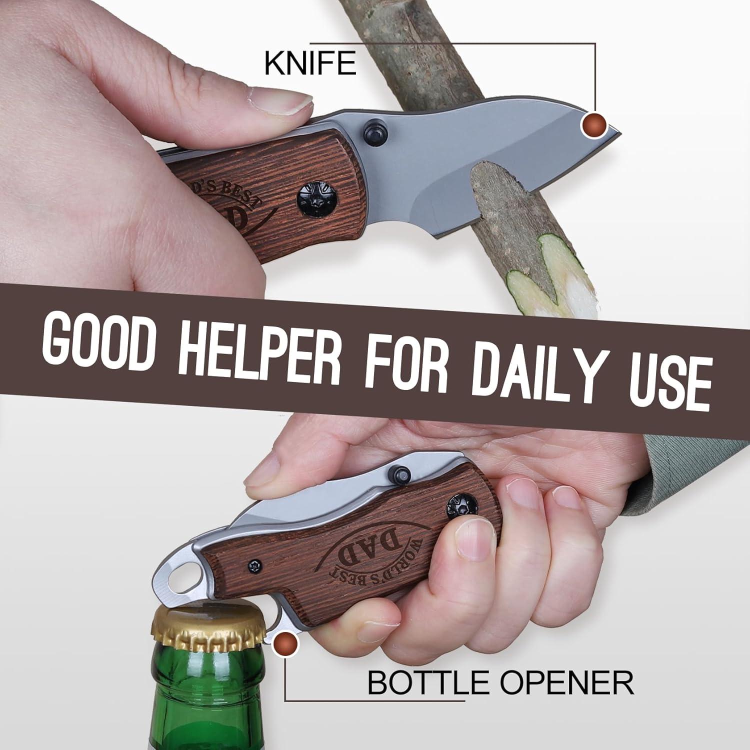 Cuchillo Plegable PRINLUCK de Madera para Papá 14.1 cm