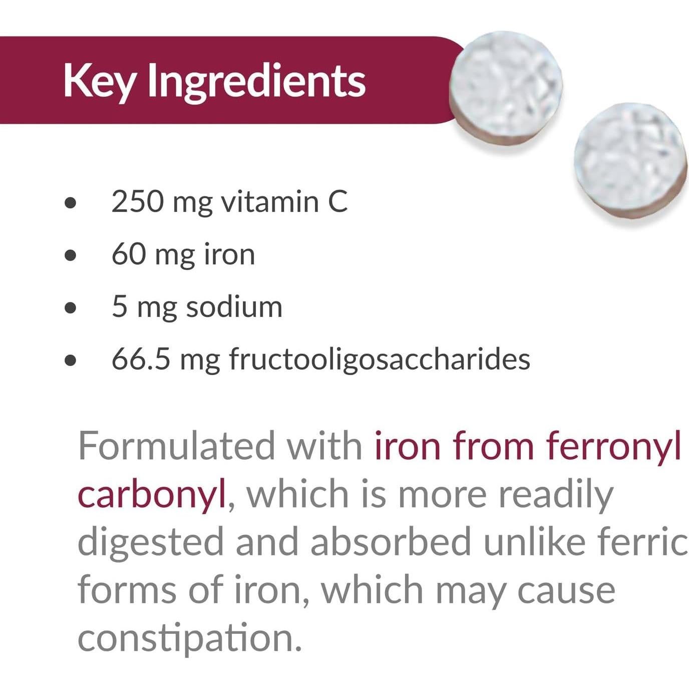 Suplemento de Hierro Masticable Ventaja Bariátrica 60 mg con Vitamina C - 270 Tabletas