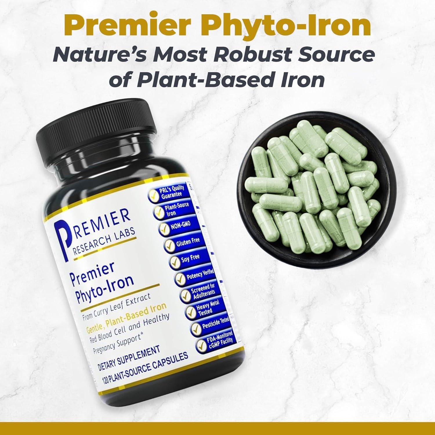 Phyto-Iron - Plant Based Iron for Men & Women for Blood Support, Curry Leaves Supplement, Iron Supplements, Non-Heme Iron, 18mg Iron Per Serving - 120 Vegetarian Capsules