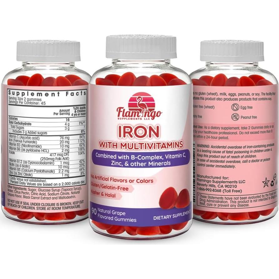 Gomitas de Hierro MG 20 mg con Vitamina C y Zinc - 90 Ct