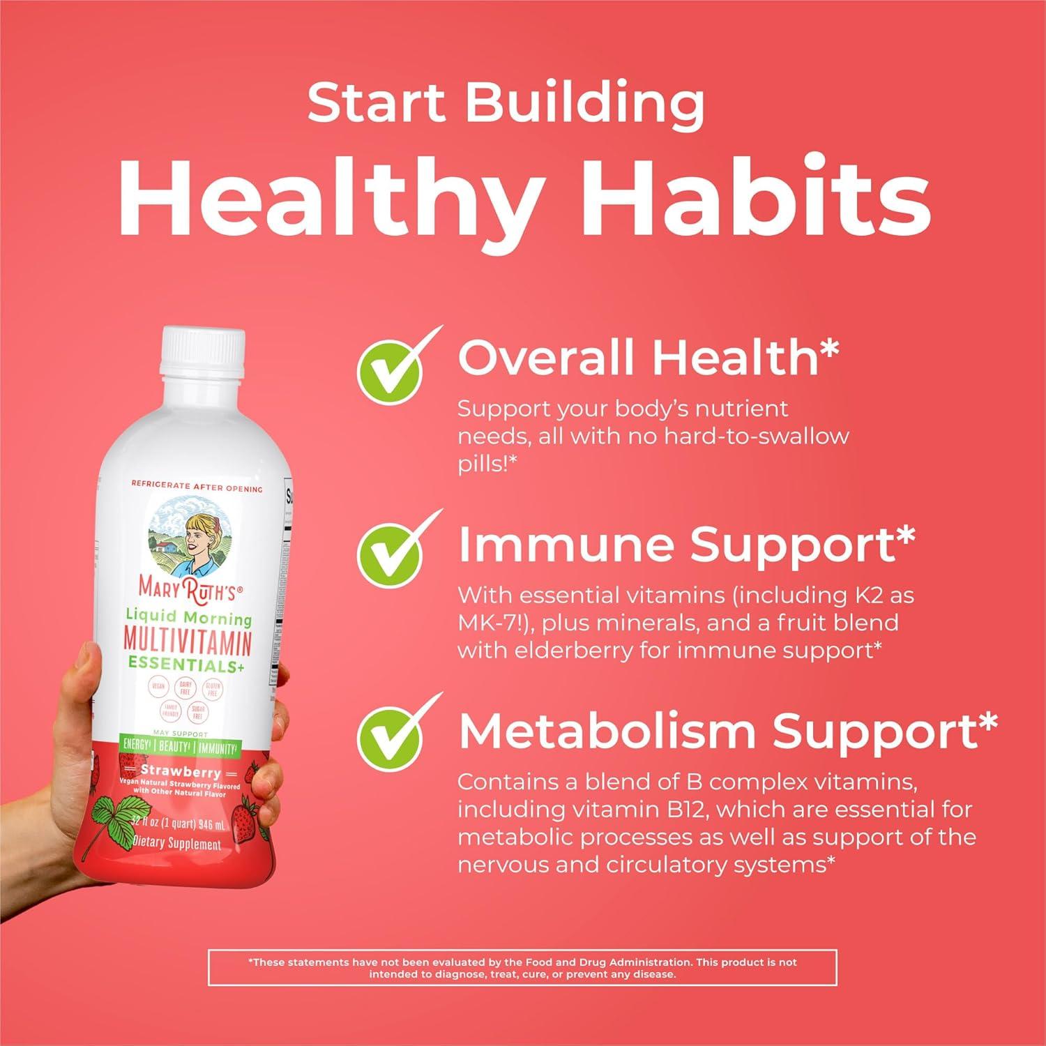 Multivitamina Líquida Matutina MaryRuth Fresa + Hierro Líquido Baya