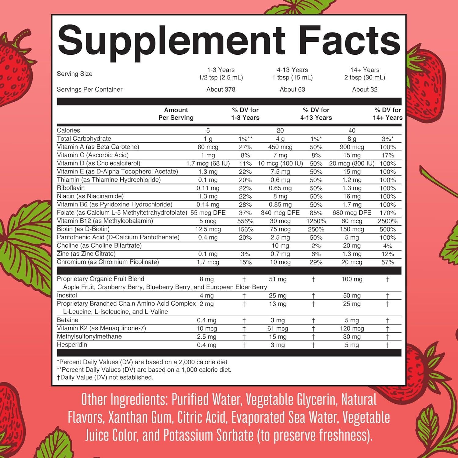 Multivitamina Líquida Matutina MaryRuth Fresa + Hierro Líquido Baya