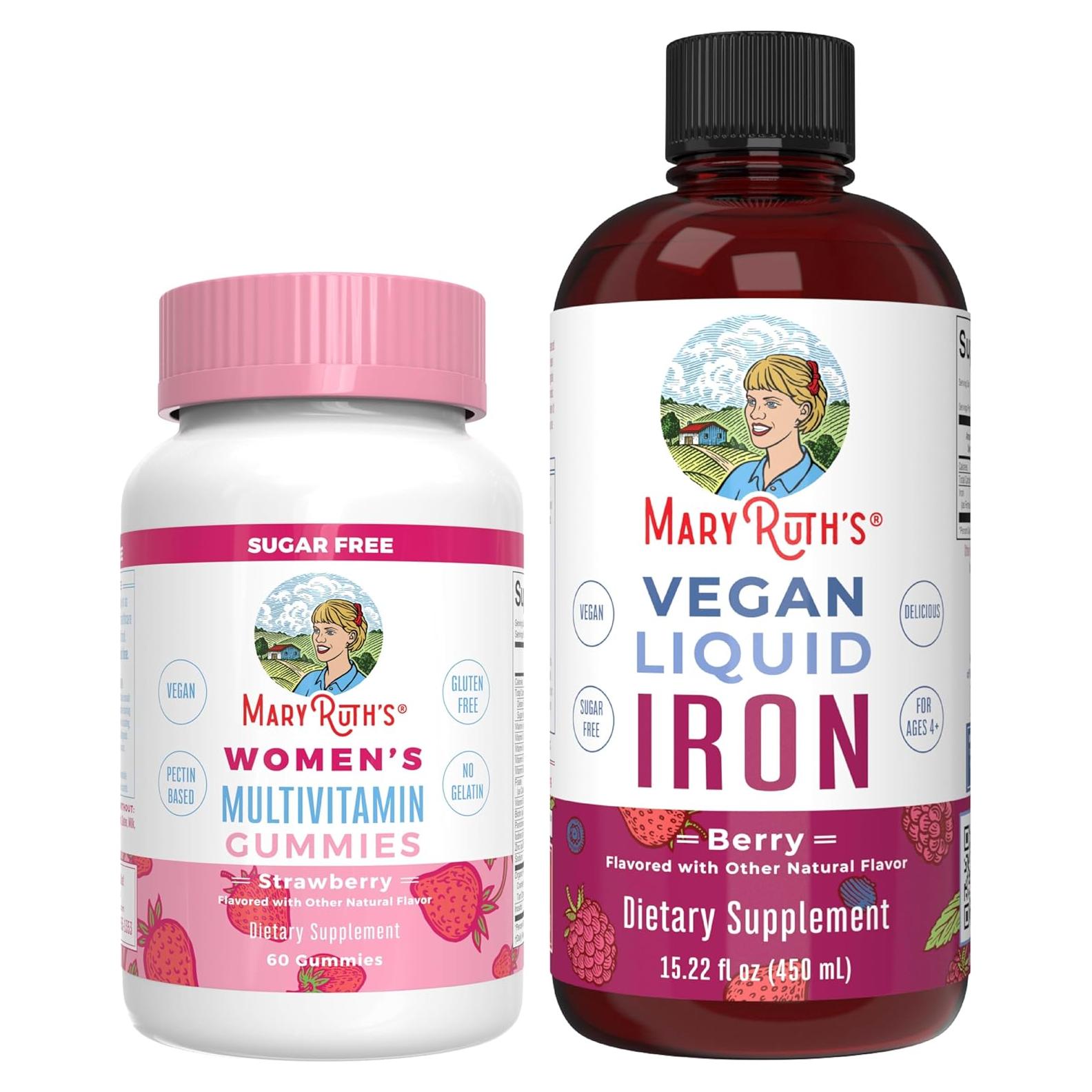 Gomitas Multivitamínicas MaryRuth para Mujeres Fresa + Hierro Líquido