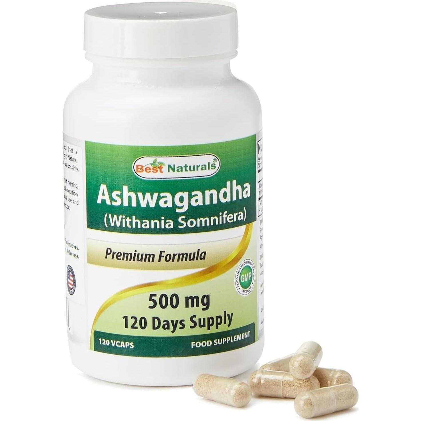 Cápsulas de Ashwagandha 500 mg Mejores Naturales - 120 Unidades