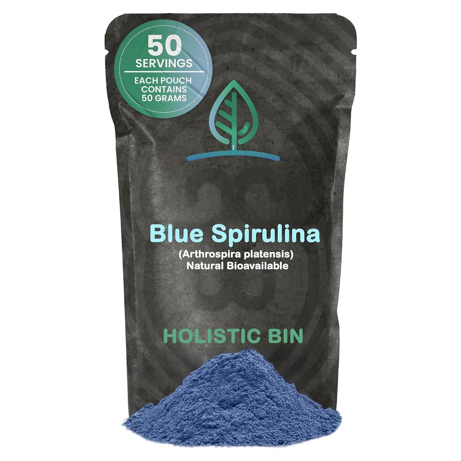 Polvo de Espirulina Azul Orgánica Holistic Bin 50g - Superalimento Vegano