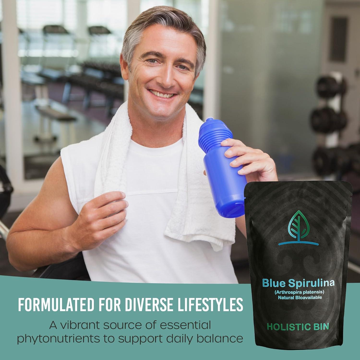 Polvo de Espirulina Azul Orgánica Holistic Bin 50g - Superalimento Vegano