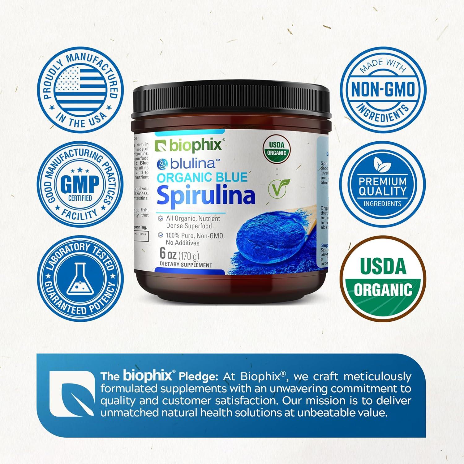 Polvo de Espirulina Azul Orgánica Biophix 170g - Superfood Natural