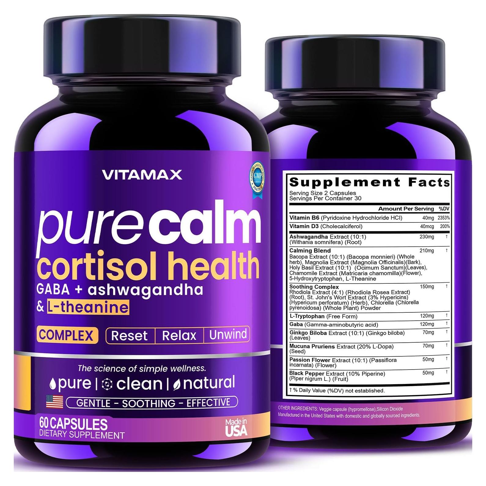 Suplemento Pure Calm Vitamax 60 Cápsulas - Relajación y Estado de Ánimo