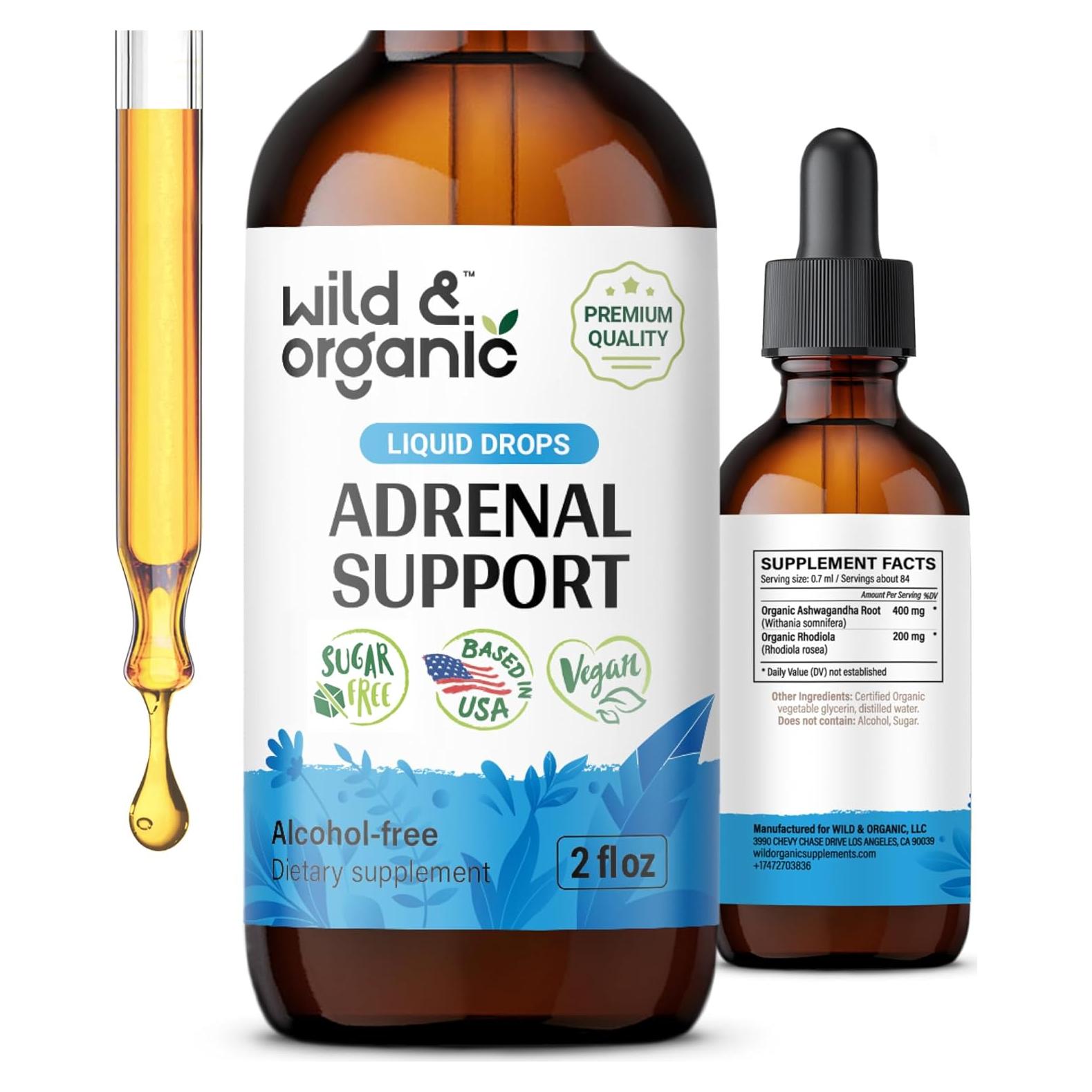 Tintura de Soporte Adrenal Silvestre y Orgánico 59 ml - Vegano