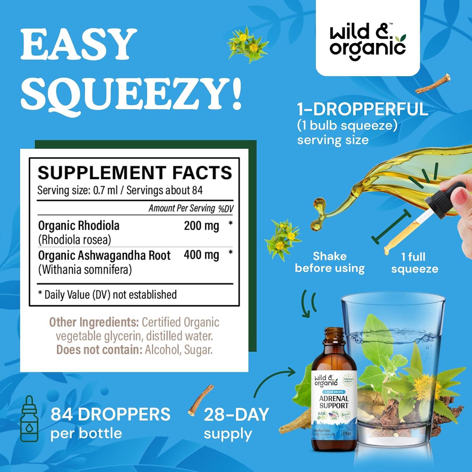 Tintura de Soporte Adrenal Silvestre y Orgánico 59 ml - Vegano