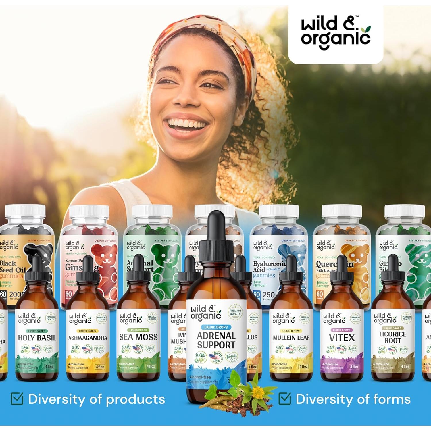 Tintura de Soporte Adrenal Silvestre y Orgánico 59 ml - Vegano