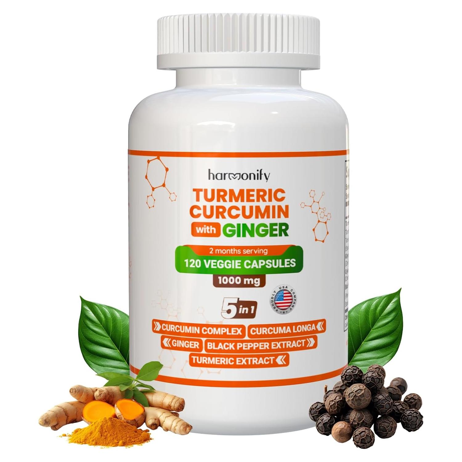 Suplemento de Cúrcuma y Jengibre Harmonify 1000 mg 120 Cápsulas