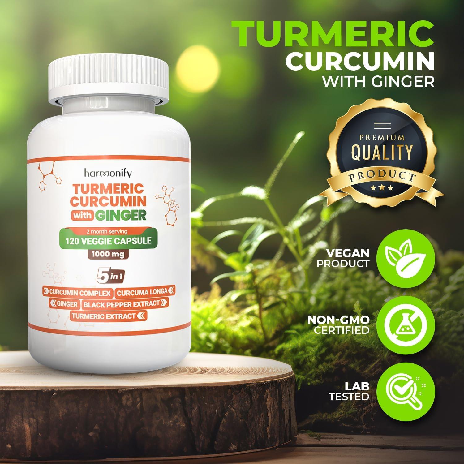 Suplemento de Cúrcuma y Jengibre Harmonify 1000 mg 120 Cápsulas