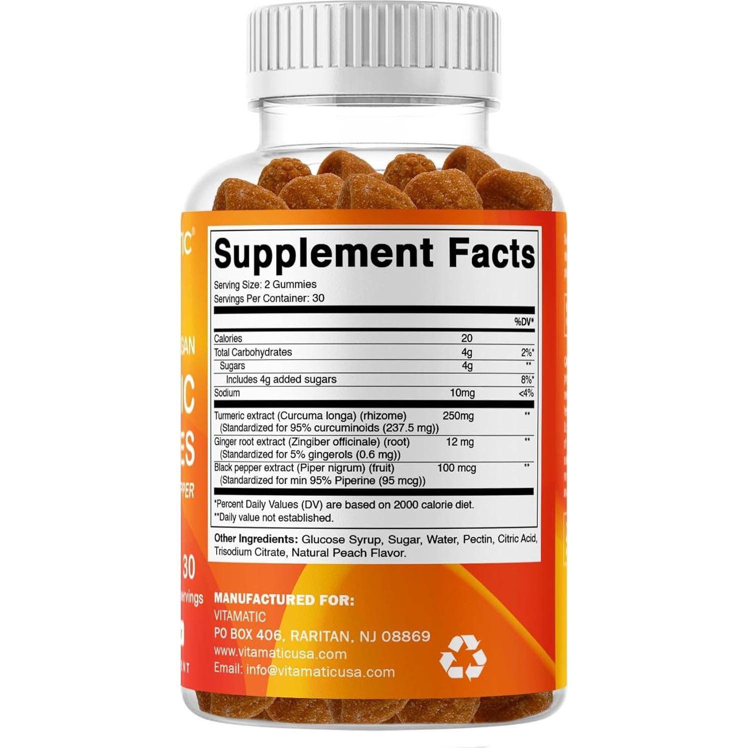 Gomitas de Cúrcuma Vitamatic con Jengibre - 60 Unidades Veganas