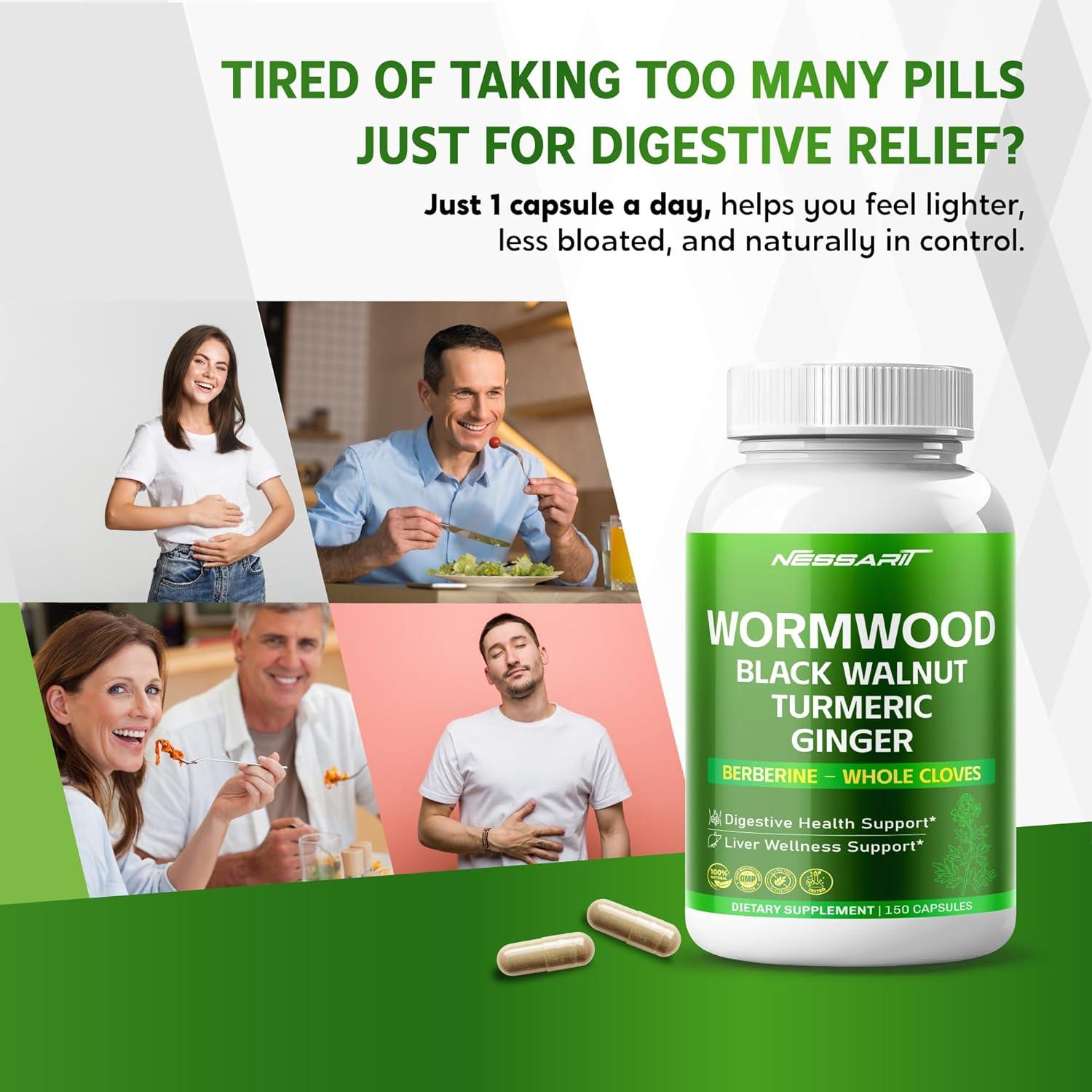 Suplemento Digestivo Wormwood NESSARIT 150 Cápsulas 8700 mg