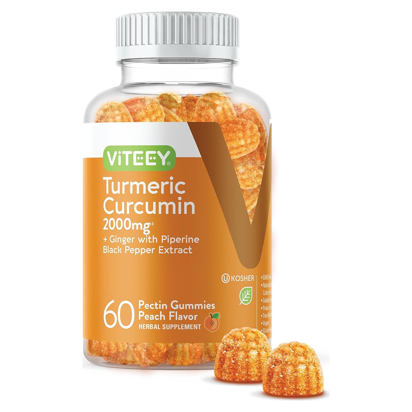 Gomitas de Cúrcuma Viteey 2000mg con Jengibre y Pimienta Negra