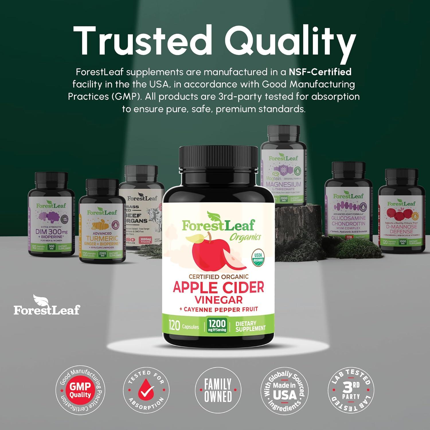 Cápsulas de Vinagre de Sidra de Manzana Orgánico 1200mg - Forest Leaf
