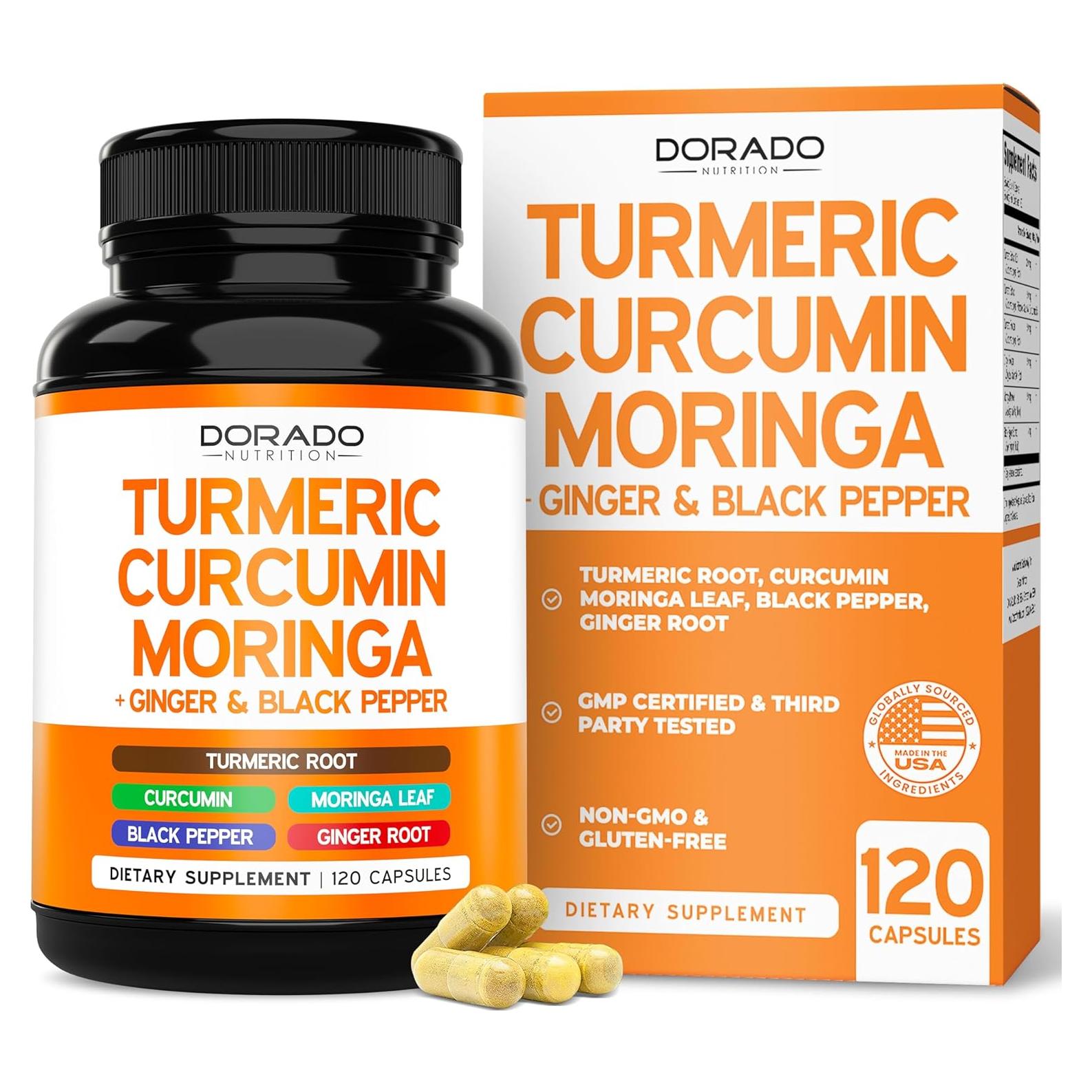 Suplemento de Cúrcuma y Curcumina Dorado Nutrition 120 Cápsulas