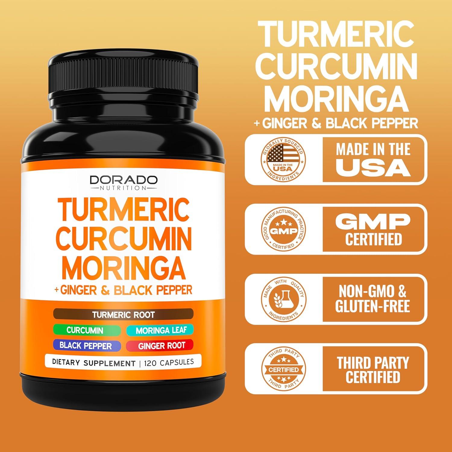 Suplemento de Cúrcuma y Curcumina Dorado Nutrition 120 Cápsulas