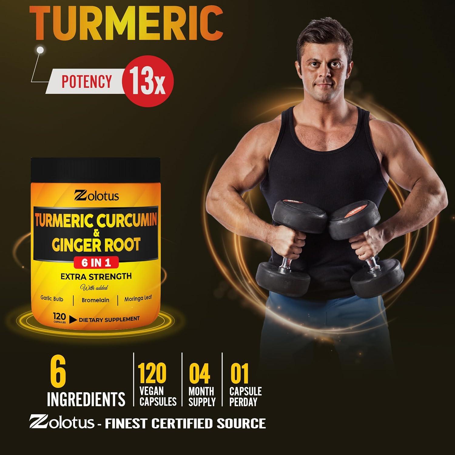 Cápsulas de Cúrcuma Curcumina Zolotus 120 Unidades 95% Curcuminoides