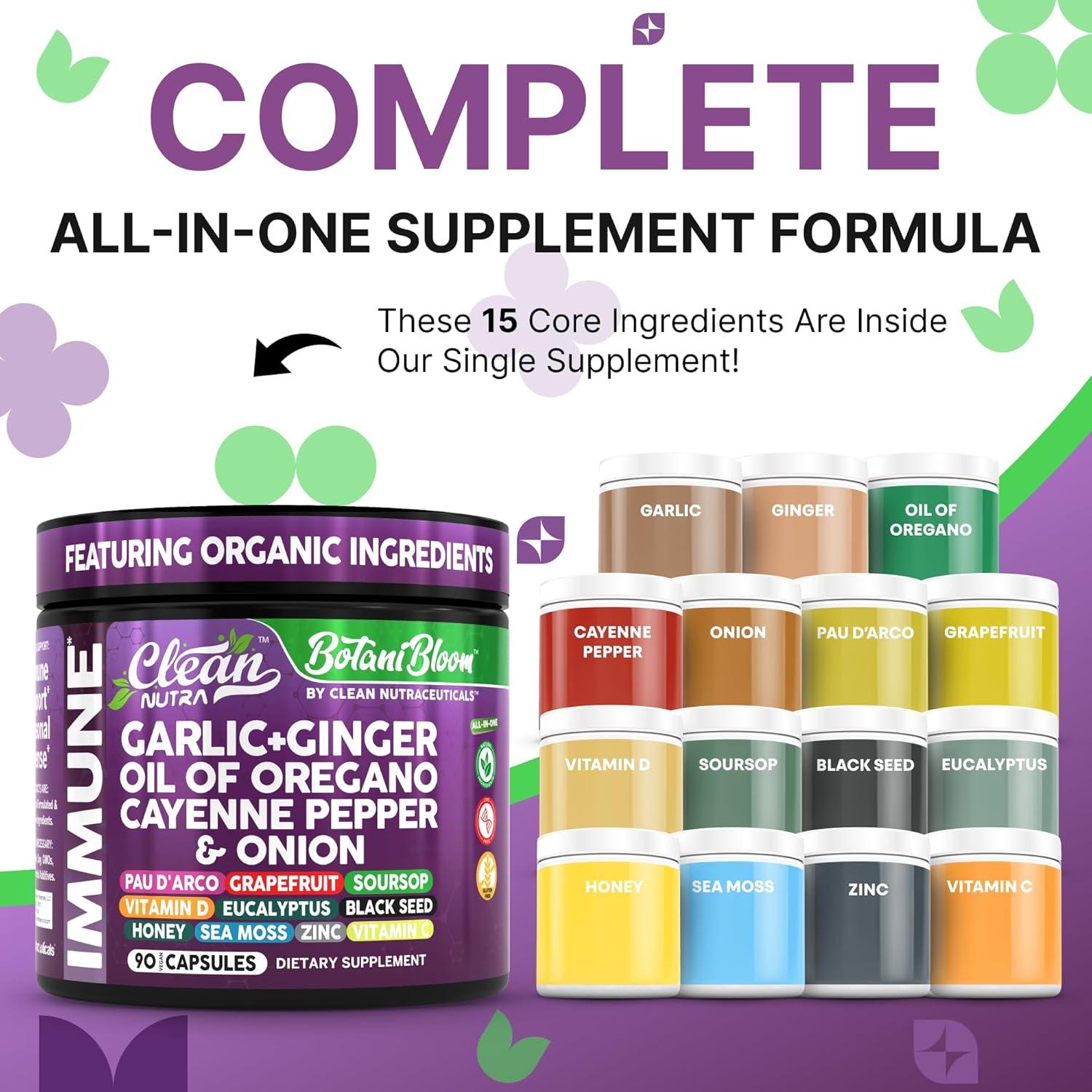 Clean Nutraceuticals Suplemento Vegano 90 Cápsulas Ajo Jengibre