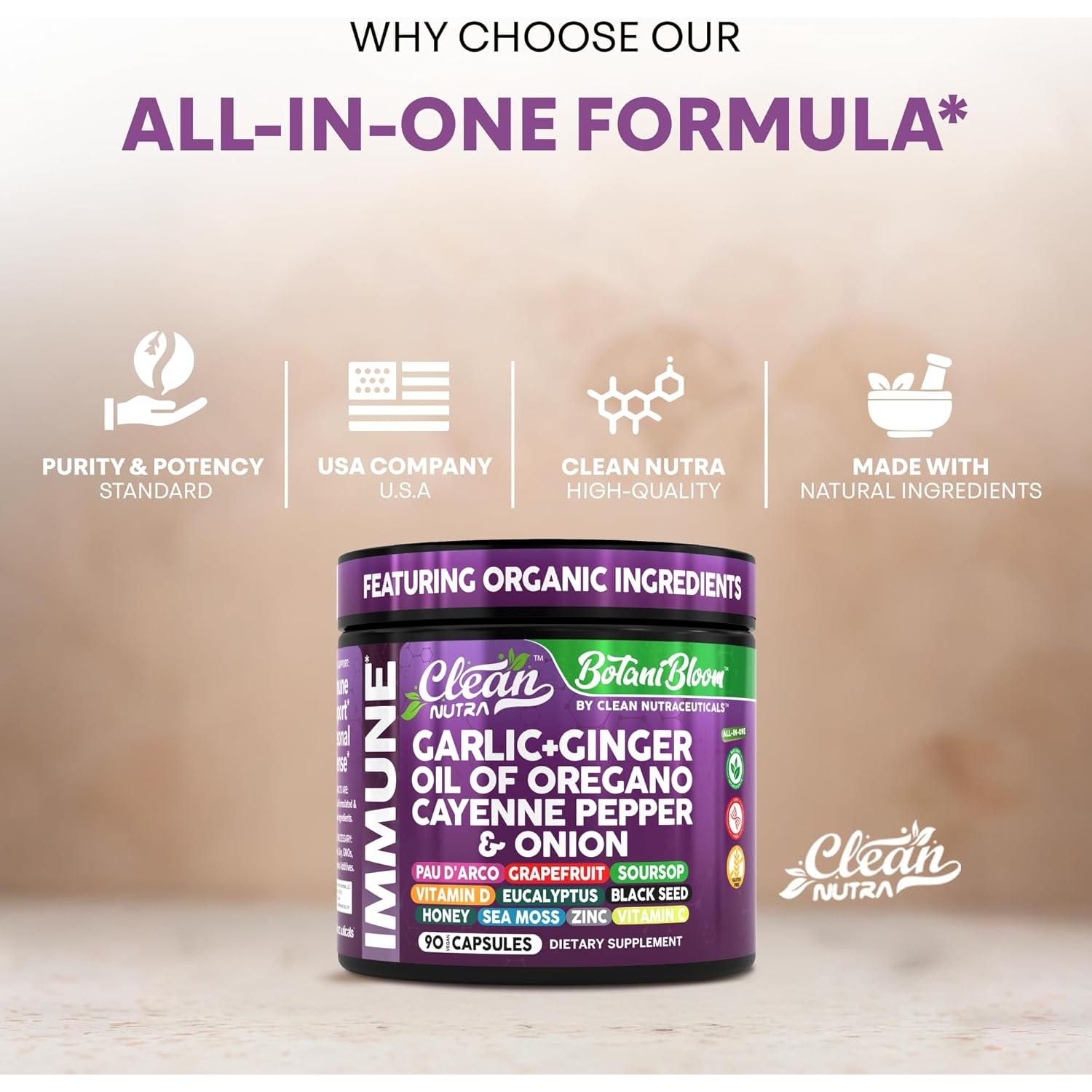 Clean Nutraceuticals Suplemento Vegano 90 Cápsulas Ajo Jengibre