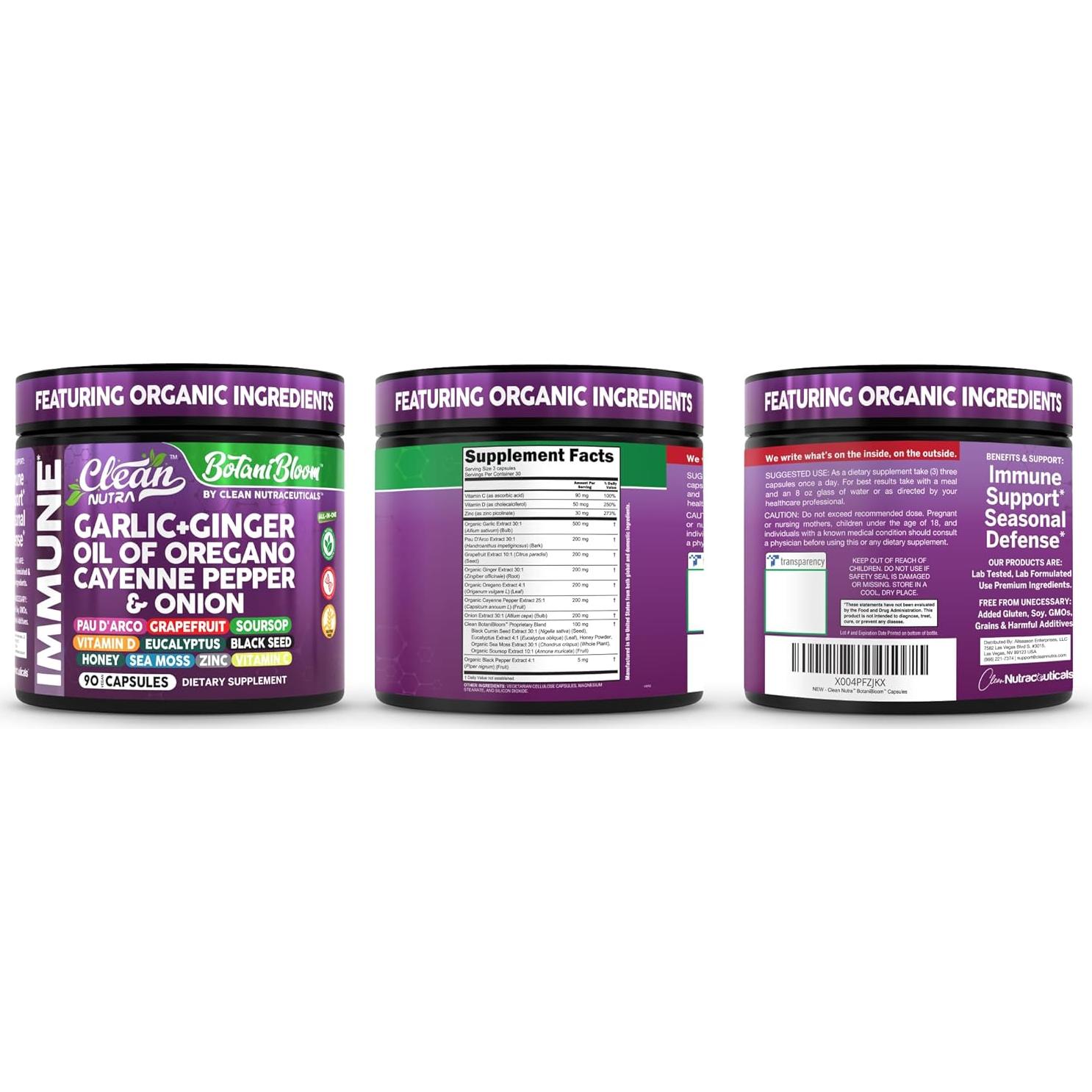Clean Nutraceuticals Suplemento Vegano 90 Cápsulas Ajo Jengibre