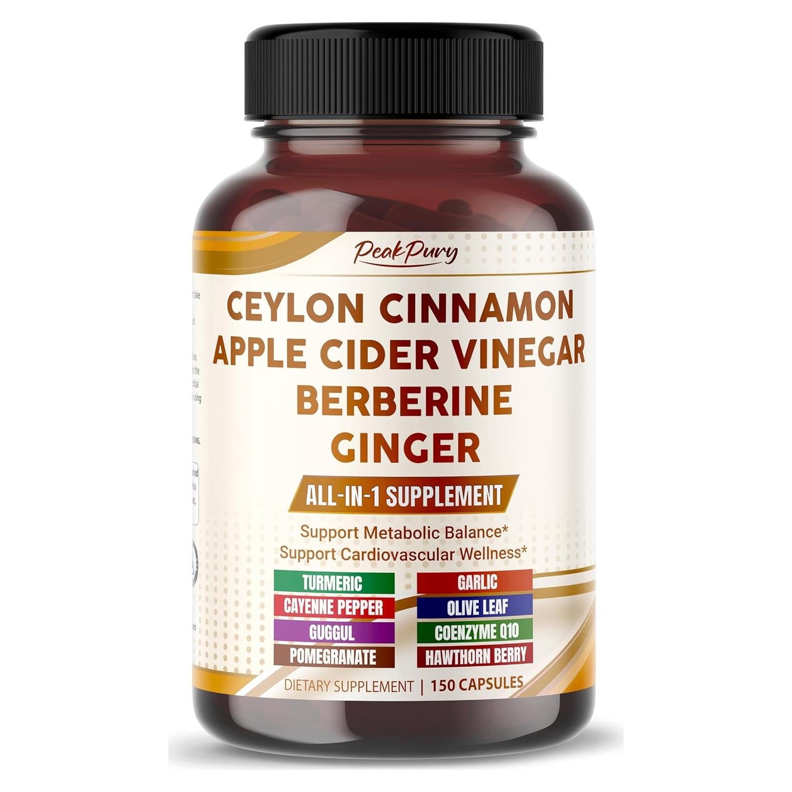 Suplemento Metabólico PeakPury Canela de Ceilán 150 Cápsulas