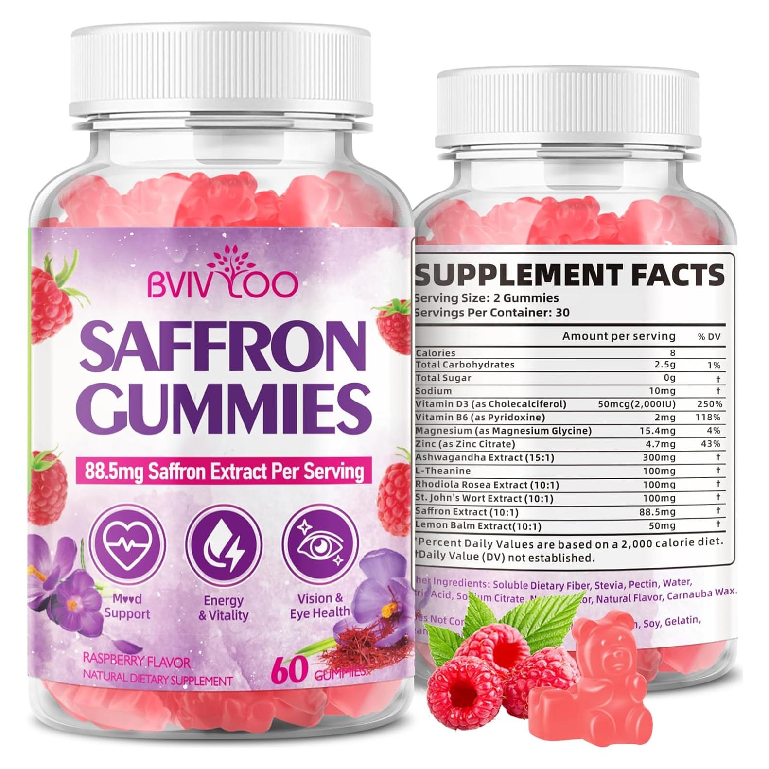 Gomitas de Azafrán BVIVLOO 60 Unidades Sabor Frambuesa