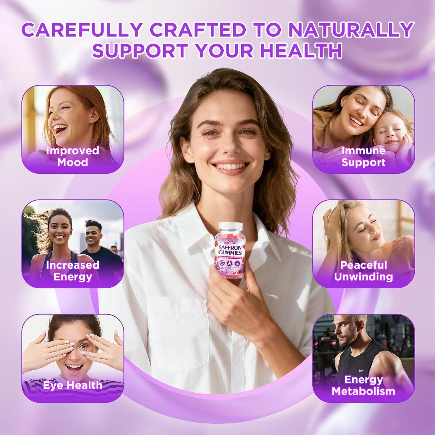 Gomitas de Azafrán BVIVLOO 60 Unidades Sabor Frambuesa